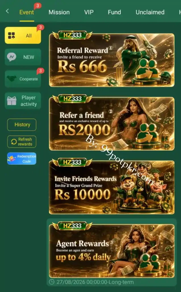 HZ333 Game refferal rewards